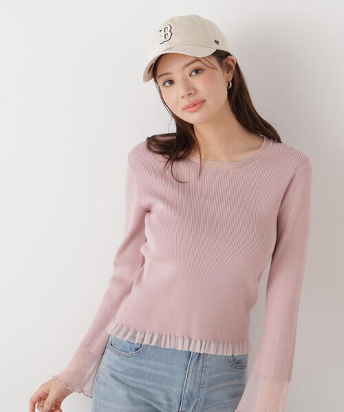 PROPORTION BODY DRESSING（プロポーションボディドレッシング）の「部分シアーフレアスリーブニットトップス / 1216170213（ニット/セーター・レディース・ホワイト系その他/ライトグリーン/ピンク/ブルー・MEDIUM/SMALL）」の7枚目の写真