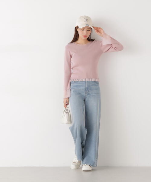 PROPORTION BODY DRESSING（プロポーションボディドレッシング）の「部分シアーフレアスリーブニットトップス / 1216170213（ニット/セーター・レディース・ホワイト系その他/ライトグリーン/ピンク/ブルー・MEDIUM/SMALL）」の8枚目の写真