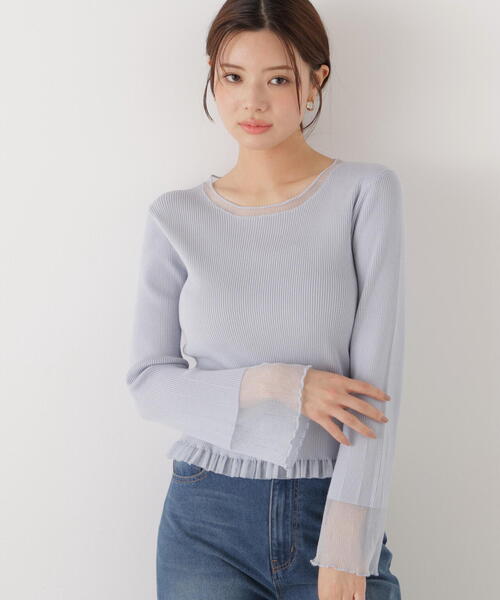 PROPORTION BODY DRESSING（プロポーションボディドレッシング）の「部分シアーフレアスリーブニットトップス / 1216170213（ニット/セーター・レディース・ホワイト系その他/ライトグリーン/ピンク/ブルー・MEDIUM/SMALL）」の11枚目の写真