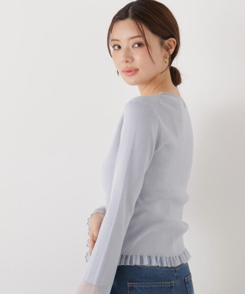 PROPORTION BODY DRESSING（プロポーションボディドレッシング）の「部分シアーフレアスリーブニットトップス / 1216170213（ニット/セーター・レディース・ホワイト系その他/ライトグリーン/ピンク/ブルー・MEDIUM/SMALL）」の12枚目の写真