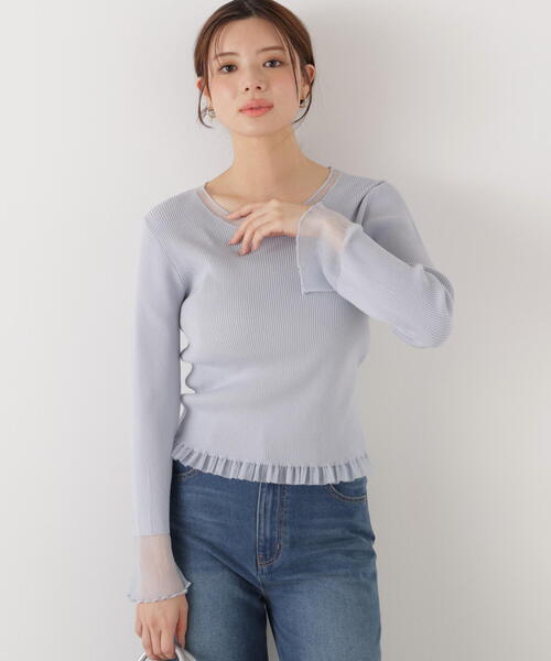 PROPORTION BODY DRESSING（プロポーションボディドレッシング）の「部分シアーフレアスリーブニットトップス / 1216170213（ニット/セーター・レディース・ホワイト系その他/ライトグリーン/ピンク/ブルー・MEDIUM/SMALL）」の15枚目の写真