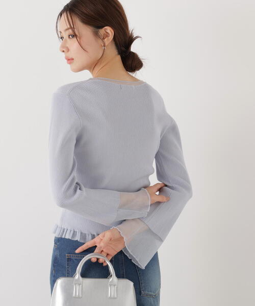 PROPORTION BODY DRESSING（プロポーションボディドレッシング）の「部分シアーフレアスリーブニットトップス / 1216170213（ニット/セーター・レディース・ホワイト系その他/ライトグリーン/ピンク/ブルー・MEDIUM/SMALL）」の16枚目の写真