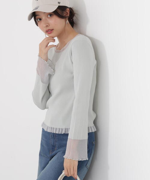 PROPORTION BODY DRESSING（プロポーションボディドレッシング）の「部分シアーフレアスリーブニットトップス / 1216170213（ニット/セーター・レディース・ホワイト系その他/ライトグリーン/ピンク/ブルー・MEDIUM/SMALL）」の21枚目の写真