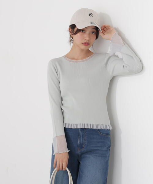 PROPORTION BODY DRESSING（プロポーションボディドレッシング）の「部分シアーフレアスリーブニットトップス / 1216170213（ニット/セーター・レディース・ホワイト系その他/ライトグリーン/ピンク/ブルー・MEDIUM/SMALL）」の22枚目の写真