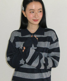 STAR STRIPE COLLAR HENRYNECK KNIT NAVY