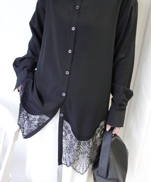 CORNERS（コーナーズ）の「裾レースシャツ（シャツ/ブラウス・レディース・ホワイト/ブラック・M）」の10枚目の写真