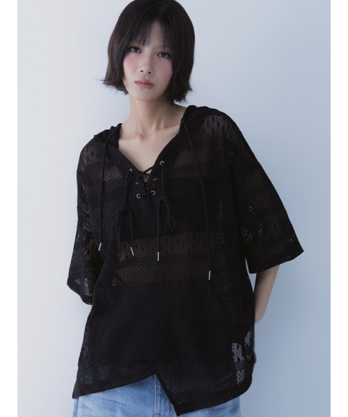 SETSETSET(セットセットセット)の「ボヘミアン レース フーディー ブラック(Tシャツ/カットソー・レディース・その他・ONE SIZE)」の10枚目の写真