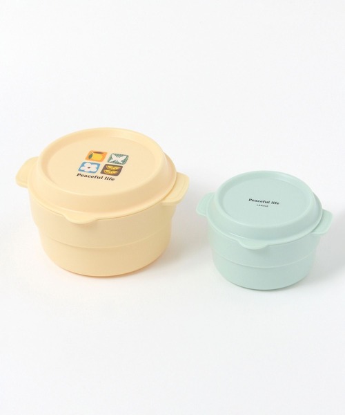 LAKOLE（ラコレ）の「【入園入学にも】[FRUITS AND BLOOM]ココット型ランチボックス2点セット / 612306（お弁当箱・レディース・ライトブルー/イエロー・FREE）」の3枚目の写真