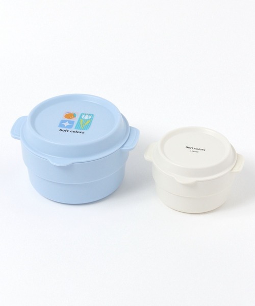 LAKOLE（ラコレ）の「【入園入学にも】[FRUITS AND BLOOM]ココット型ランチボックス2点セット / 612306（お弁当箱・レディース・ライトブルー/イエロー・FREE）」の4枚目の写真