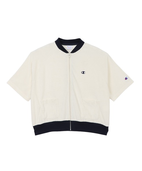 Champion(チャンピオン)の「【Champion/チャンピオン】レディース ジップショートスリーブカーディガン(カーディガン/ボレロ・レディース・ダークブラウン/ライトブルー/アイボリー系/ダークネイビー・LARGE/MEDIUM)」の3枚目の写真