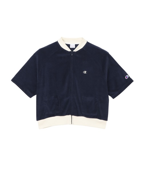 Champion(チャンピオン)の「【Champion/チャンピオン】レディース ジップショートスリーブカーディガン(カーディガン/ボレロ・レディース・ダークブラウン/ライトブルー/アイボリー系/ダークネイビー・LARGE/MEDIUM)」の4枚目の写真