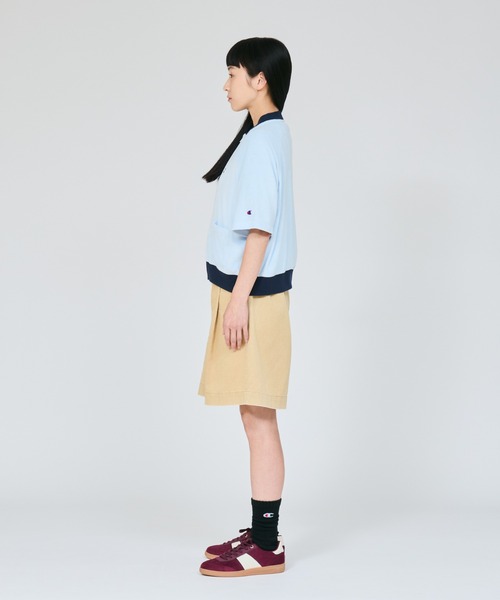 Champion(チャンピオン)の「【Champion/チャンピオン】レディース ジップショートスリーブカーディガン(カーディガン/ボレロ・レディース・ダークブラウン/ライトブルー/アイボリー系/ダークネイビー・LARGE/MEDIUM)」の6枚目の写真