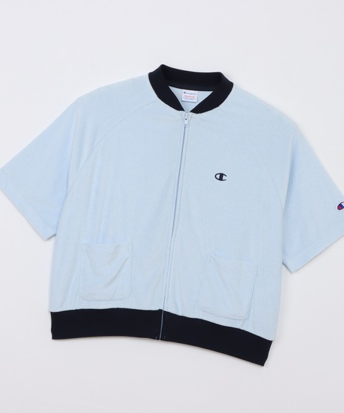 Champion(チャンピオン)の「【Champion/チャンピオン】レディース ジップショートスリーブカーディガン(カーディガン/ボレロ・レディース・ダークブラウン/ライトブルー/アイボリー系/ダークネイビー・LARGE/MEDIUM)」の14枚目の写真