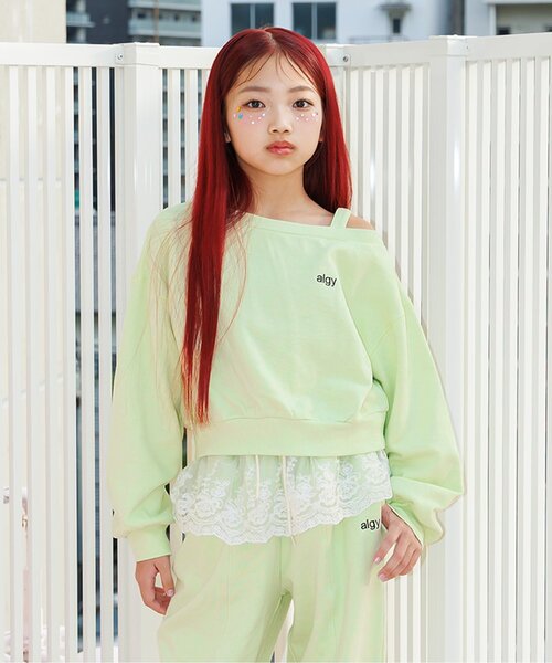 algy(アルジー)の「【セットアップ対応】クロップドトレーナー(スウェット・キッズ・アイボリー/ライム/グレー・160/150/140/130)」の3枚目の写真