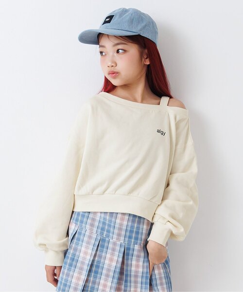 algy(アルジー)の「【セットアップ対応】クロップドトレーナー(スウェット・キッズ・アイボリー/ライム/グレー・160/150/140/130)」の1枚目の写真