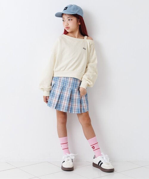 algy(アルジー)の「【セットアップ対応】クロップドトレーナー(スウェット・キッズ・アイボリー/ライム/グレー・160/150/140/130)」の5枚目の写真