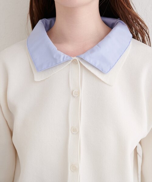 natural couture（ナチュラルクチュール）の「ニット衿レイヤードカーデ（カーディガン/ボレロ・レディース・ネイビー/ベージュ/グレー/オフホワイト・FREE）」の12枚目の写真