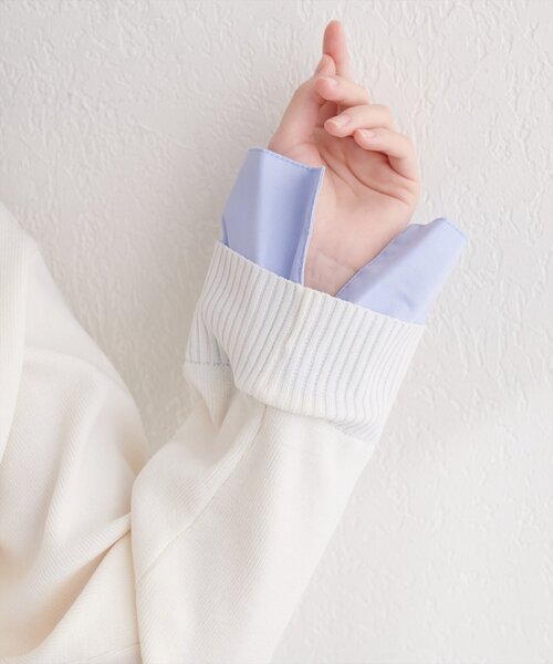 natural couture（ナチュラルクチュール）の「ニット衿レイヤードカーデ（カーディガン/ボレロ・レディース・ネイビー/ベージュ/グレー/オフホワイト・FREE）」の15枚目の写真