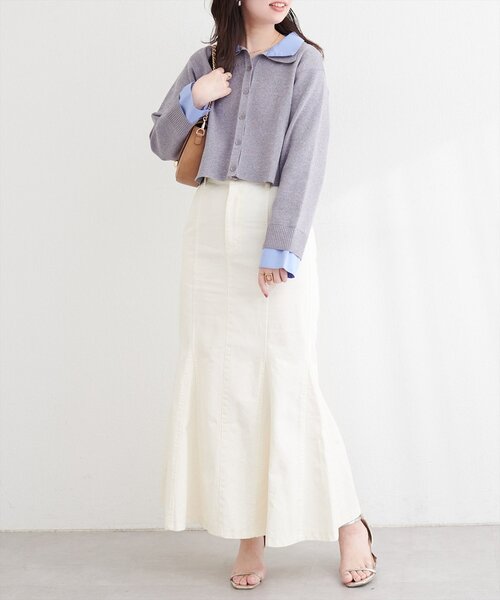 natural couture（ナチュラルクチュール）の「ニット衿レイヤードカーデ（カーディガン/ボレロ・レディース・ネイビー/ベージュ/グレー/オフホワイト・FREE）」の20枚目の写真