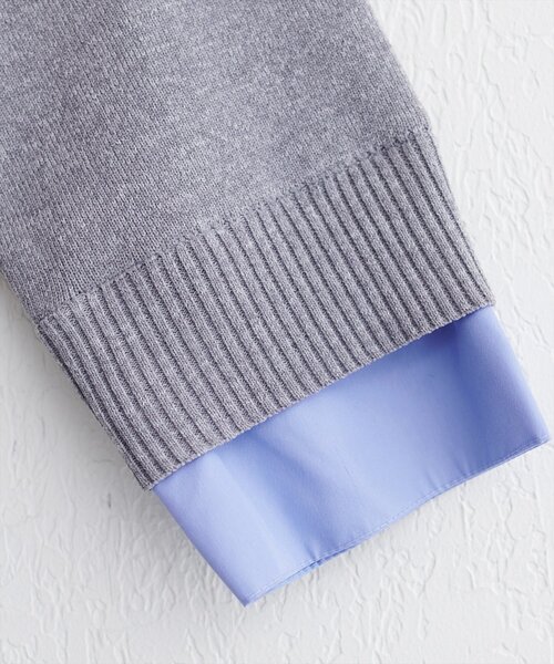 natural couture（ナチュラルクチュール）の「ニット衿レイヤードカーデ（カーディガン/ボレロ・レディース・ネイビー/ベージュ/グレー/オフホワイト・FREE）」の21枚目の写真