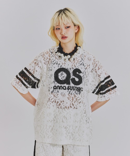 anna sui nyc（アナ スイ エヌ ワイ シー）の「SPレースロゴTシャツ（Tシャツ/カットソー・レディース・サックスブルー/ブラック/ホワイト・FREE）」の4枚目の写真