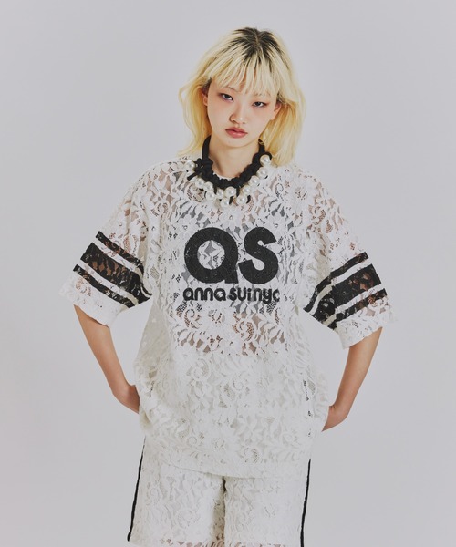 anna sui nyc（アナ スイ エヌ ワイ シー）の「SPレースロゴTシャツ（Tシャツ/カットソー・レディース・サックスブルー/ブラック/ホワイト・FREE）」の5枚目の写真