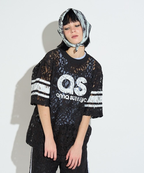 anna sui nyc（アナ スイ エヌ ワイ シー）の「SPレースロゴTシャツ（Tシャツ/カットソー・レディース・サックスブルー/ブラック/ホワイト・FREE）」の9枚目の写真