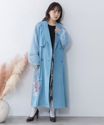 iS ScoLar（イズスカラー）の「561212：チュール重ね花刺繍ロングコート（テーラードジャケット）」