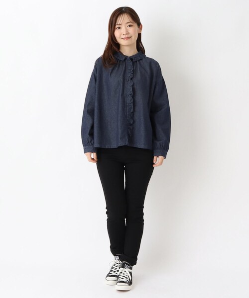 one'sterrace(ワンズテラス)の「インディゴフリル付きブラウス(シャツ/ブラウス・レディース・ブルー系その他7/ネイビー系5・02)」の12枚目の写真