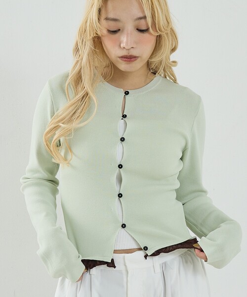 NOMINE（ノミネ）の「バイカラーコンパクトカーディガン（カーディガン/ボレロ・レディース・グリーン/ブラック/ライトグレー・フリー）」の3枚目の写真