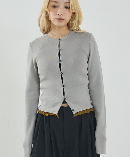 NOMINE（ノミネ）の「バイカラーコンパクトカーディガン（カーディガン/ボレロ・レディース・グリーン/ブラック/ライトグレー・フリー）」の2枚目の写真