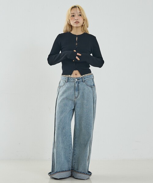 NOMINE（ノミネ）の「バイカラーコンパクトカーディガン（カーディガン/ボレロ・レディース・グリーン/ブラック/ライトグレー・フリー）」の5枚目の写真