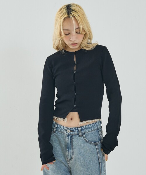 NOMINE（ノミネ）の「バイカラーコンパクトカーディガン（カーディガン/ボレロ・レディース・グリーン/ブラック/ライトグレー・フリー）」の7枚目の写真