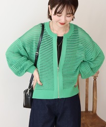 me by ISSEY Miyake グリーンメッシュカーディガン 七分袖ボレロ STRETCH PLEATS 7 – isseymiyake.com