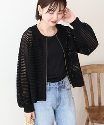 AMERICAN HOLIC | ジップアップメッシュニットカーディガン【WEB限定カラー有り】(カーディガン/ボレロ)