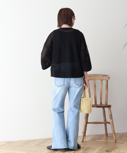 AMERICAN HOLIC(アメリカンホリック)の「ジップアップメッシュニットカーディガン【WEB限定カラー有り】(カーディガン/ボレロ・レディース・ダークネイビー/ブラック/ブラウン/イエロー/グリーン/ライトパープル・M/L)」の20枚目の写真