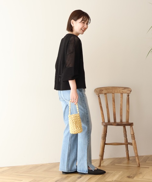 AMERICAN HOLIC(アメリカンホリック)の「ジップアップメッシュニットカーディガン【WEB限定カラー有り】(カーディガン/ボレロ・レディース・ダークネイビー/ブラック/ブラウン/イエロー/グリーン/ライトパープル・M/L)」の21枚目の写真