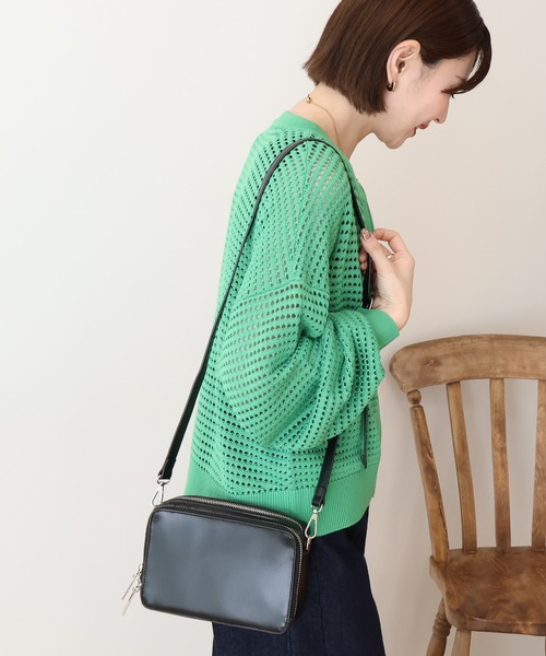 AMERICAN HOLIC(アメリカンホリック)の「ジップアップメッシュニットカーディガン【WEB限定カラー有り】(カーディガン/ボレロ・レディース・ダークネイビー/ブラック/ブラウン/イエロー/グリーン/ライトパープル・M/L)」の7枚目の写真
