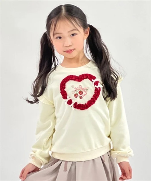 axes femme（アクシーズファム）の「ベリー刺しゅうトレーナー（Tシャツ/カットソー・キッズ・ピンク/キナリ・MEDIUM/LARGE/X-LARGE）」の2枚目の写真