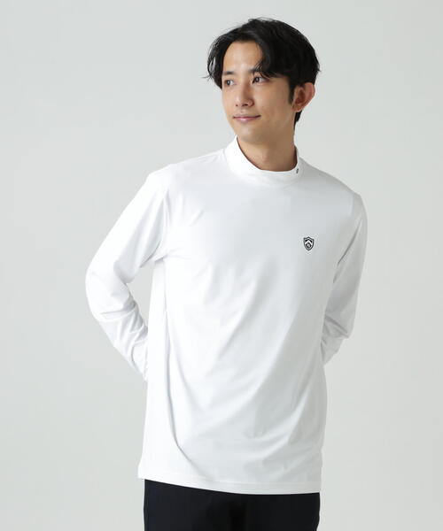 PEARLY GATES(パーリーゲイツ)の「【PEARLY GATES】ポリエステルベア天竺長袖ハイネックカットソー(Tシャツ/カットソー・メンズ・ホワイト/ネイビー・MEDIUM/LARGE/X-LARGE)」の1枚目の写真