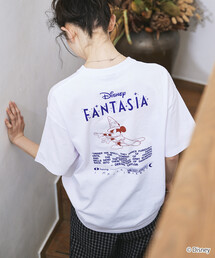 限定展開 DISNEY ディズニー ファンタジア ミッキーマウス バックプリント クルーネック Tシャツ