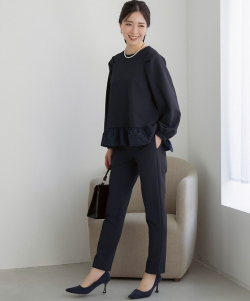 Sono(ソーノ)の「【新作2/20発売】ご自宅でお洗濯可能/シワ防止/UVカット【SONO/ソーノ】【Magical Stretch】ドットオーガンジー・ペプラムブラウス(Tシャツ/カットソー・レディース・ブラック/ホワイト/ネイビー・F)」の8枚目の写真