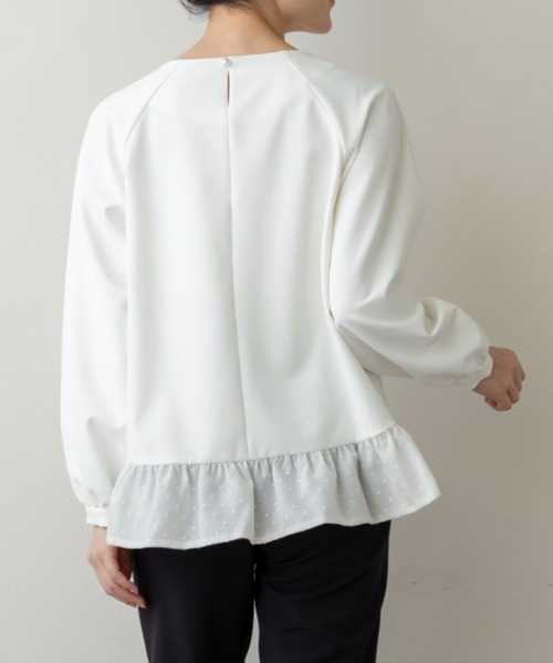 Sono(ソーノ)の「【新作2/20発売】ご自宅でお洗濯可能/シワ防止/UVカット【SONO/ソーノ】【Magical Stretch】ドットオーガンジー・ペプラムブラウス(Tシャツ/カットソー・レディース・ブラック/ホワイト/ネイビー・F)」の10枚目の写真