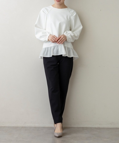 Sono(ソーノ)の「【新作2/20発売】ご自宅でお洗濯可能/シワ防止/UVカット【SONO/ソーノ】【Magical Stretch】ドットオーガンジー・ペプラムブラウス(Tシャツ/カットソー・レディース・ブラック/ホワイト/ネイビー・F)」の11枚目の写真