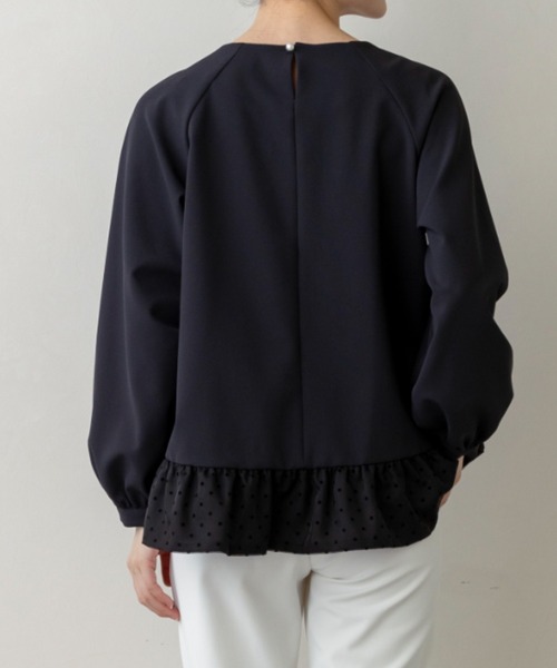 Sono(ソーノ)の「【新作2/20発売】ご自宅でお洗濯可能/シワ防止/UVカット【SONO/ソーノ】【Magical Stretch】ドットオーガンジー・ペプラムブラウス(Tシャツ/カットソー・レディース・ブラック/ホワイト/ネイビー・F)」の13枚目の写真