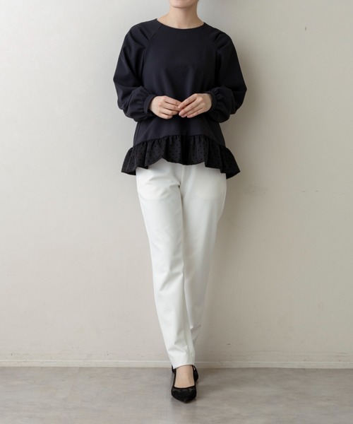 Sono(ソーノ)の「【新作2/20発売】ご自宅でお洗濯可能/シワ防止/UVカット【SONO/ソーノ】【Magical Stretch】ドットオーガンジー・ペプラムブラウス(Tシャツ/カットソー・レディース・ブラック/ホワイト/ネイビー・F)」の14枚目の写真