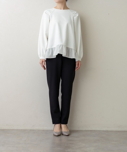 Sono(ソーノ)の「【新作2/20発売】ご自宅でお洗濯可能/シワ防止/UVカット【SONO/ソーノ】【Magical Stretch】ドットオーガンジー・ペプラムブラウス(Tシャツ/カットソー・レディース・ブラック/ホワイト/ネイビー・F)」の16枚目の写真