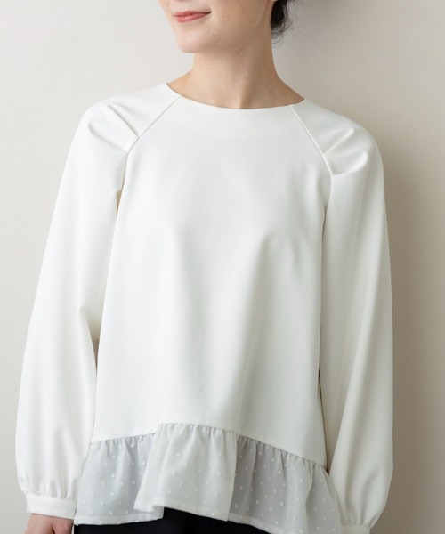 Sono(ソーノ)の「【新作2/20発売】ご自宅でお洗濯可能/シワ防止/UVカット【SONO/ソーノ】【Magical Stretch】ドットオーガンジー・ペプラムブラウス(Tシャツ/カットソー・レディース・ブラック/ホワイト/ネイビー・F)」の19枚目の写真