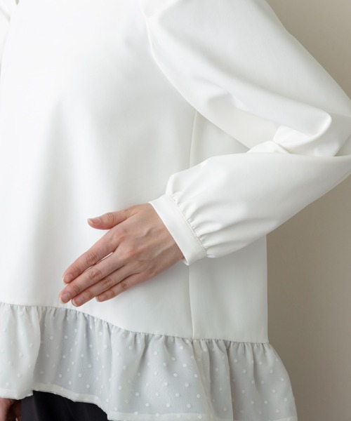 Sono(ソーノ)の「【新作2/20発売】ご自宅でお洗濯可能/シワ防止/UVカット【SONO/ソーノ】【Magical Stretch】ドットオーガンジー・ペプラムブラウス(Tシャツ/カットソー・レディース・ブラック/ホワイト/ネイビー・F)」の21枚目の写真