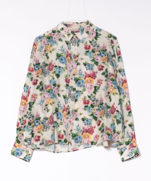 H.A.K(ハク)の「キュプラモダールカルゼTRACE FLORALプリントシャツ(シャツ/ブラウス・レディース・ベージュ/ダークグレー・FREE)」の4枚目の写真